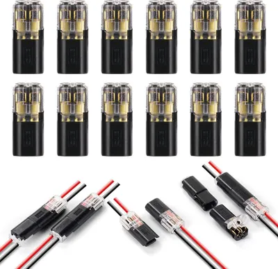 Produktbild von flintronic 2-Polig Kabel Steckverbinder Stecker, 12 Stück Auto Stecker Steckverbindung Steckverbinder, 18-24AWG Draht-Schnellspleiß-Steckverbinder Kabel Crimp Anschluss, Wasserdicht Kabelverbinder