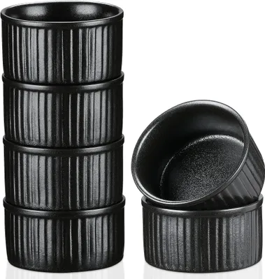 Obrázek produktu pro Formy na suflé, vancasso FORTE 6dílná sada kameninových dezertních misek na muffiny, cupcakes creme brulee, fondány, 7 x 7 x v 3,5 cm