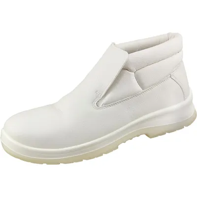 A single white safety shoe is shown against a white background.