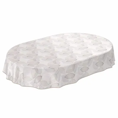 Produktbild von Tischdecke Wachstuch Blumen Beige Robust Wasserabweisend Oval Breite 140 cm Länge 220 cm