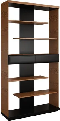 Produktbild von Regal - 102 cm breit, teilmassiv, Farbe: Walnuss / Schwarz