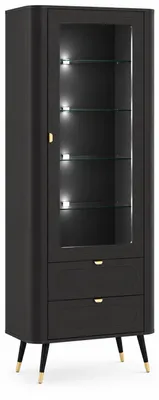 Immagine prodotto di Vetrina con 2 cassetti, nera, 78,4 x 40 x 192,4 cm