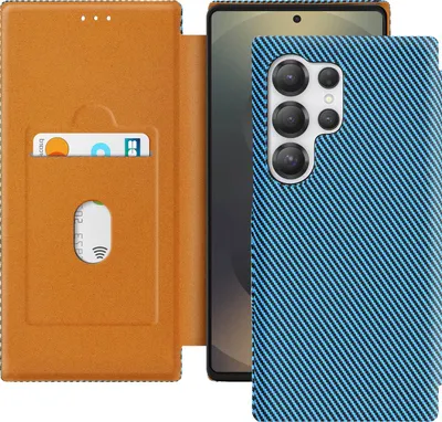 Obrázok produktu pre Avizar, puzdro pre Samsung S25 Ultra z uhlíkových vlákien s ochranou proti RFID, modré