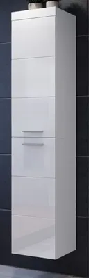 Obrázek produktu pro trendteam Koupelnová vysoká skříňka Devon bílá melamin/bílý vysoký lesk Hluboká zásuvka 35 x 170 x 33 cm