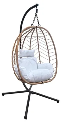 Immagine prodotto di Sedia sospesa - Poltrona lounge - Polyrattan - 95 x 95 x 195 cm - Con cuscino laterale