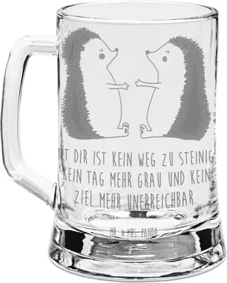 Produktbild von Mr. & Mrs. Panda Krug Igel Liebe - Transparent - Geschenk, Gravur Bierkrug, Hochzeit, graviert, Freund, Freundin, Hochzeitstag, Glas, Seidel, Humpen
