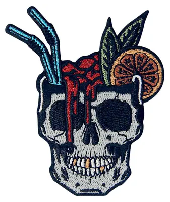 Geborduurde Patch mit Totenkopf, 6,5 x 8,2 cm, Aufbügler