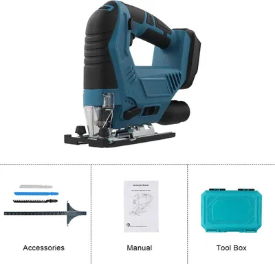 Produktbild von Elektrische Holzsäge - Akku-Stichsäge 18V 300W - Bürstenloser Motor - Verstellbares Sägeblatt - 3500 U/min - Für Holzarbeiten