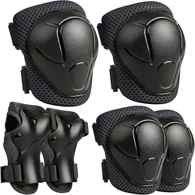 Imagen del producto de Juego de protección para niños (6 piezas), que incluye protectores para rodillas, codos y muñecas, talla para niños de 3 a 7 años, ideal para patinaje