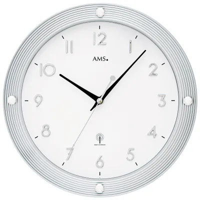 Produktbild von AMS 5500 Wanduhr Funk Funkwanduhr analog silbern rund