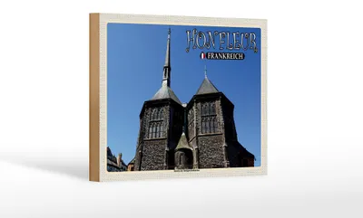 Produktbild von Holzschild Reise 18x12 cm Honfleur Frankreich Kirche Katharina
