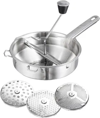 Produktbild von Passiergerät Flotte Lotte aus rostfreiem Edelstahl inkl. 3 Lochscheiben - Profi Sieb-Reibe zum Zerkleinern