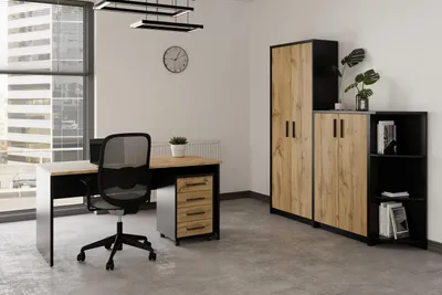 Obrázek produktu pro Kancelářská sestava NEJBY GIANNI 5, černá/dub wotan