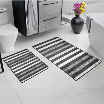 Produktbild von 2-teiliges Badteppich-Set mit Toilettenteppich und Badeteppich, Rutschfest und Waschbar