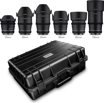 Produktbild von Samyang MF 14mm/24mm/35mm/50mm/85mm/135mm MK2 VDSLR Videoobjektive Kofferset für Canon EF (1023199)