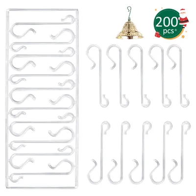 Produktbild von Weihnachtskugelhaken, 200 Stück,  Mini-S-förmige, wetterfeste Kugelaufhänger für Hochzeiten, Zuhause, Weihnachtsfeiern und Dekorationen, Transparent