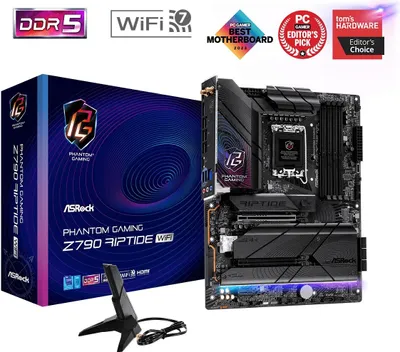 Produktbild von Asrock Z890 Riptide WiFi, Intel, LGA 1851 (Socket V1), Intel Core Ultra (Series 2), DDR5-SDRAM, 256 GB, DIMM