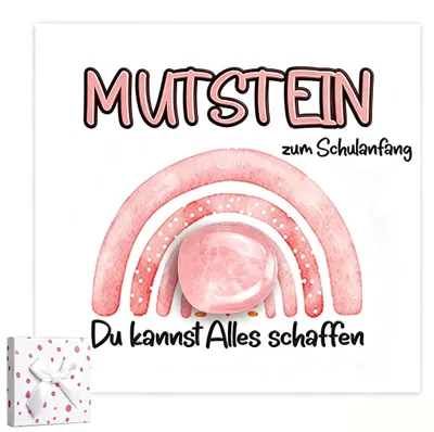 Produktbild von Glücksstern für Mädchen zum Schulbeginn, inklusive Karte und Geschenkbox, in Rosa