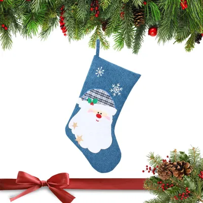 Produktbild von Weihnachtssocke 45cm navy blau Weihnachtsmann