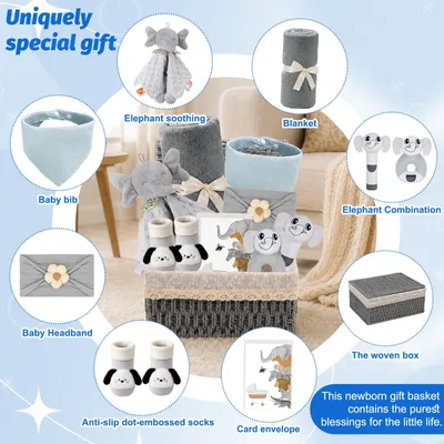Image de Ensemble de 9 articles pour bébé, différents modèles, pour nouveau-nés, coffret cadeau pour bébés