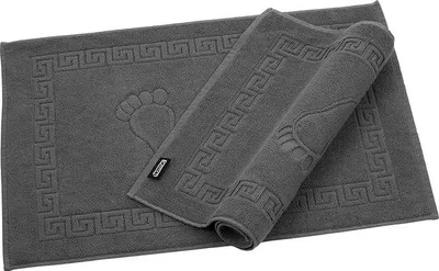 Immagine prodotto di Set di 2 tappetini da bagno Unyqoos® – , 100% cotone, 50 x 80 cm, 850 g/m², color antracite | Tappetini doccia assorbenti, lavabili in lavatrice