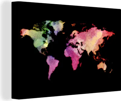 Obrázok produktu pre OneMillionCanvasses® - Obrazy na plátne - 140x90 cm, Mapa sveta - Dúha - Akvarel, nástenná umelecká dekorácia