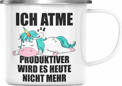 Produktbild von Trendation - Lustige Emaille Tasse mit Spruch Mitarbeiterin Einhorn Geschenk Arbeitskollege Frauen (Silber)