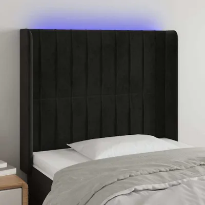 Produktbild von LED Kopfteil Schwarz 103x16x118/128 cm Samt , Kopfteile Design 2024