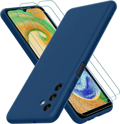 Produktbild von Marineblaues Silikon-Case Für Samsung Galaxy A13 5G 3X Gehärtetes Glas