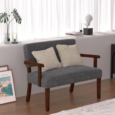 Immagine prodotto di Panca con schienale 110x66x83 cm. Panca da pranzo, divano per la cucina, colore grigio
