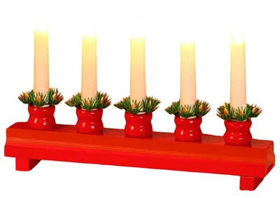 Image de Guirlande lumineuse de Noël électrique, avec 5 LED imitant des bougies, alimentée par USB, dimensions : 19 x 29 cm