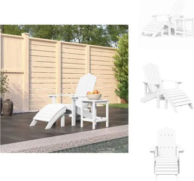 Obrázek produktu pro vidaXL Adirondack zahradní židle se stoličkou a stolem HDPE bílá - Zahradní židle