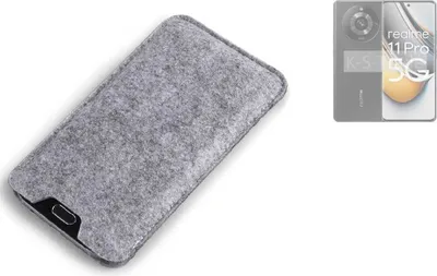 Produktbild von K-S-Trade Filz Handyhülle kompatibel mit Realme 11 Pro Schutzhülle Filztasche Filz Tasche Case Sleeve Handy Hülle Filzhülle grau