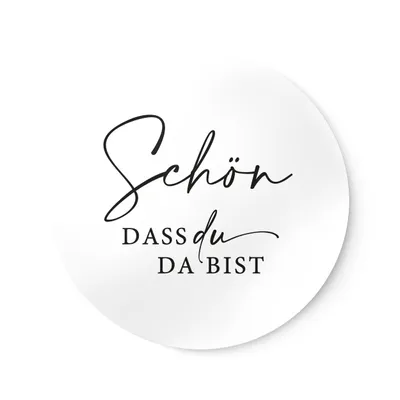 Produktbild von Aufkleber Schön dass du da bist 40 Stück Seidenmatt | ⌀ 3cm Etiketten | ideale Sticker für Gastgeschenk Willkommensgeschenk zu Hochzeit Taufe NORDEULE