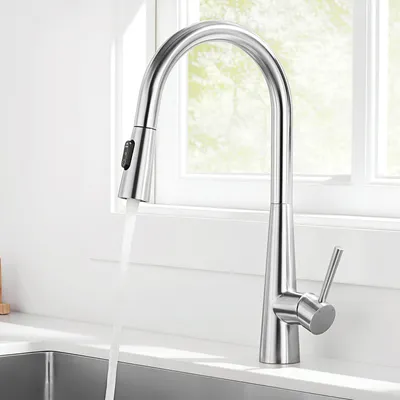 Produktbild von Cecipa Küchenarmatur  Ausziehbar  mit 2 Strahlarten Spültischarmatur Mischbatterie für Küche 360° Drehbar aus Edelstahl,Gebürstete