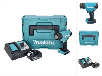 Immagine prodotto di Makita DHG 180 RF1J Pistola ad aria calda a batteria 550 °C 18V + 1x Batteria 3,0Ah + Caricabatterie + Valigetta Makpac