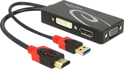 Immagine prodotto di DELOCK Adapter HDMI -> DVI(24+5)/VGA/Displayport 4K schwarz