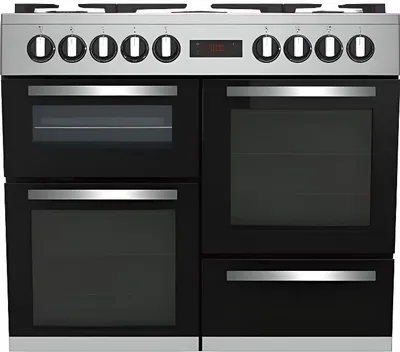 Produktbild von Beko PF335325DX, Freistehender Herd, Schwarz, Edelstahl, Drehregler, Edelstahl, Gaskochfeld, 7 Zone(n)