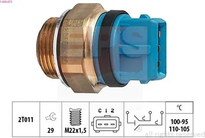 Produktbild von EPS 1.850.672 Temperaturschalter Kühlerlüfter Thermoschalter für OPEL Omega B Limousine (V94) Omega B Caravan (V94) für VAUXHALL Omega Limousine