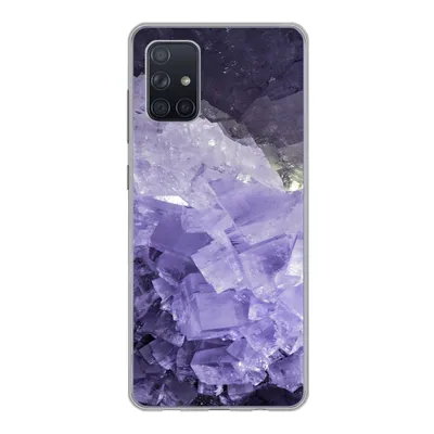 Produktbild von MuchoWow® Handyhülle Schutzhülle Hülle für Samsung Galaxy A51 Naturstein - Lila - Kristalle Silikon Softcase Handy Hülle - Schutzabdeckung