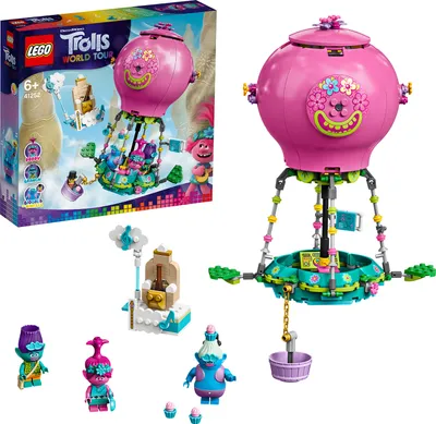 Produktbild von LEGO 41252 Trolls World Tour Poppys Heißluftballon Abenteuer Spielset mit Poppy, Branch, Biggie und Mr Dinkles