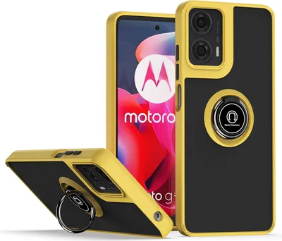 Produktbild von Hülle für Motorola Moto G24 / G04 Ring Halter Ständer Matte Transluzent TPU Bumper Stoßfest Schutzhülle Gelb
