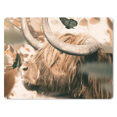 Produktbild von MuchoWow® Mauspad Mousepad Schottischer Highlander - Schmetterlinge - Tiere 40x30 cm - Mousepads - Maus Mat - Pad - Mausunterlage - Anti Rutsch