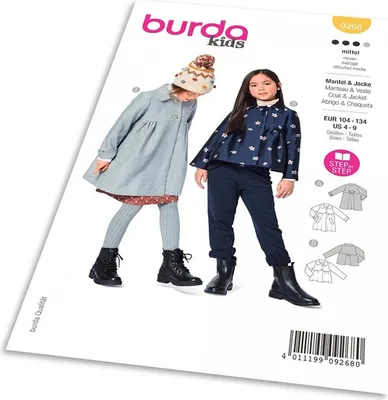 Obrázek produktu pro Střih Burda 9268 - Dívčí kabátek ve dvojím provedení