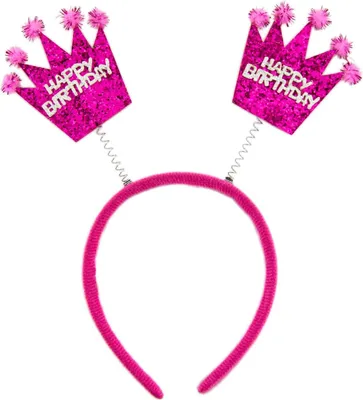 Produktbild von Oblique Unique Haarreifen Happy Birthday Haarreif mit wackelnden Pailletten Kronen Kinder Geburtstag - pink