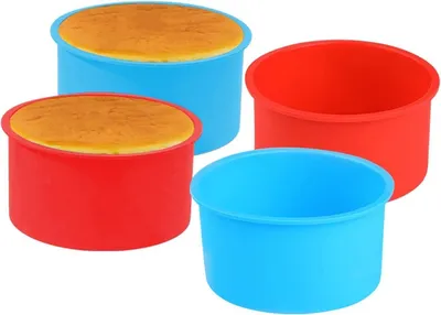 Zdjęcie produktu dla Surflyee silikonowa forma do pieczenia 4 sztuki 4-calowe foremki do sernika tęczowe ciasto