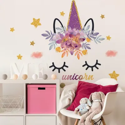 Produktbild von Einhorn Wandsticker Kinderzimmer Unicorn Wandtattoo selbstklebend ablösbar Mädchen Wanddeko Schlafzimmer Babyzimmer Dekoration