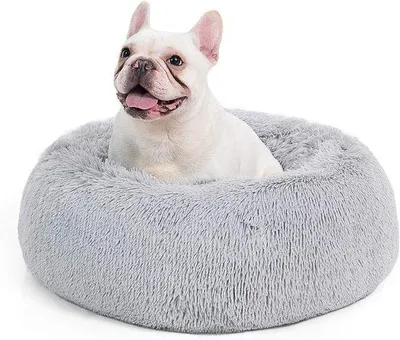 Zdjęcie produktu dla Ibenzoa® – okrągłe legowisko dla kota – pluszowe, z możliwością prania, średnica 60 cm, wysokość 20 cm, jasnoszary, przeznaczone dla małych zwierząt do 11 kg