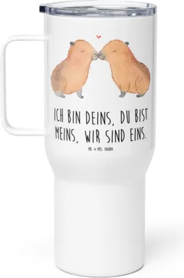 Produktbild von Mr. & Mrs. Panda thermosbecher Capybara Liebe - Weiß - Geschenk, Liebesspruch, Geschenkidee, Kaffee-to-go-Becher, Isolierbecher, Valentinstag, Lustige Sprüche, Beziehung