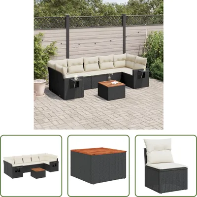 Produktbild von The Living Store 8-tlg. Garten-Sofagarnitur mit Kissen Schwarz Poly Rattan